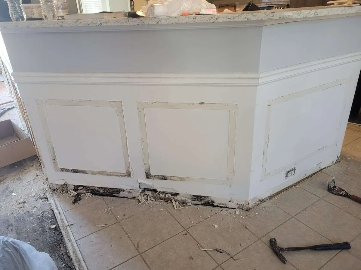 Water damage and mold on kitchen during Storm Damage Restoration in Leonia